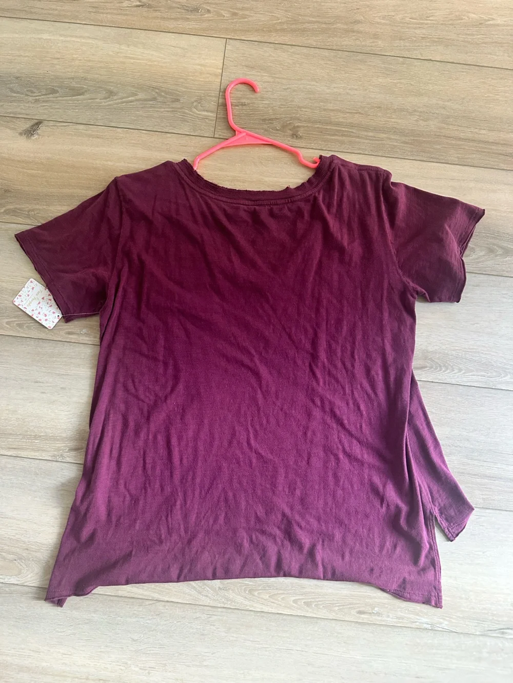 Free People Relaxed V Neck Pocket Tee Burgundy Red Women Size L NWT